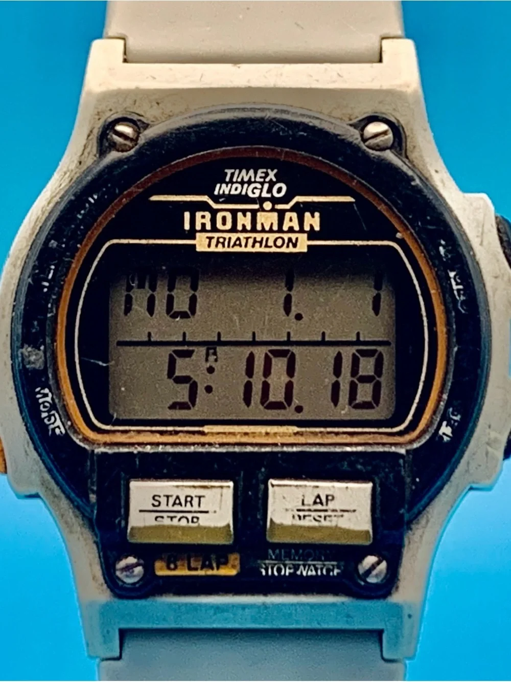 TIMEX IRONMAN TRIATHLON Men’s Vtg 1994 8 Lap Digital Watch Works New Batt/Strap